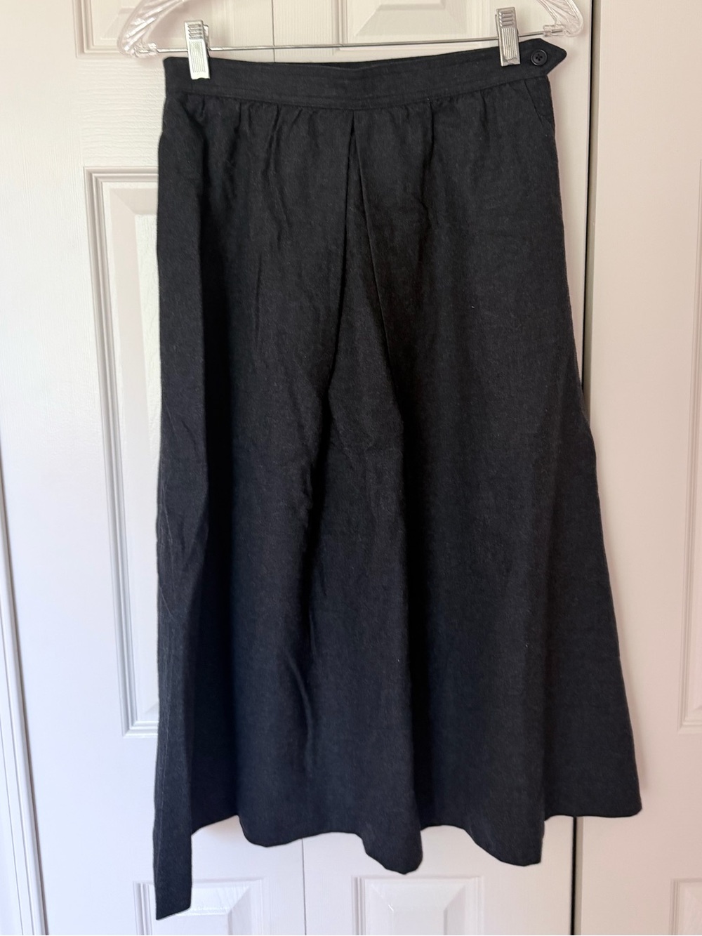 Lands End - Dark Gray Wool A-Line Midi Skirt